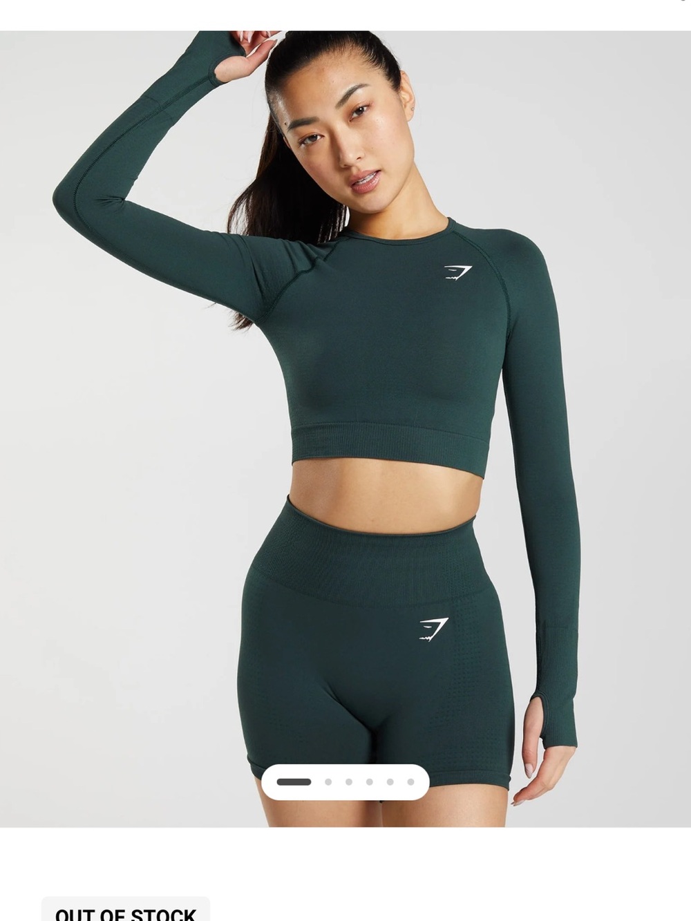 Gymshark Women's Seamless Long Sleeve Crop Top in Woodland Green Marl
